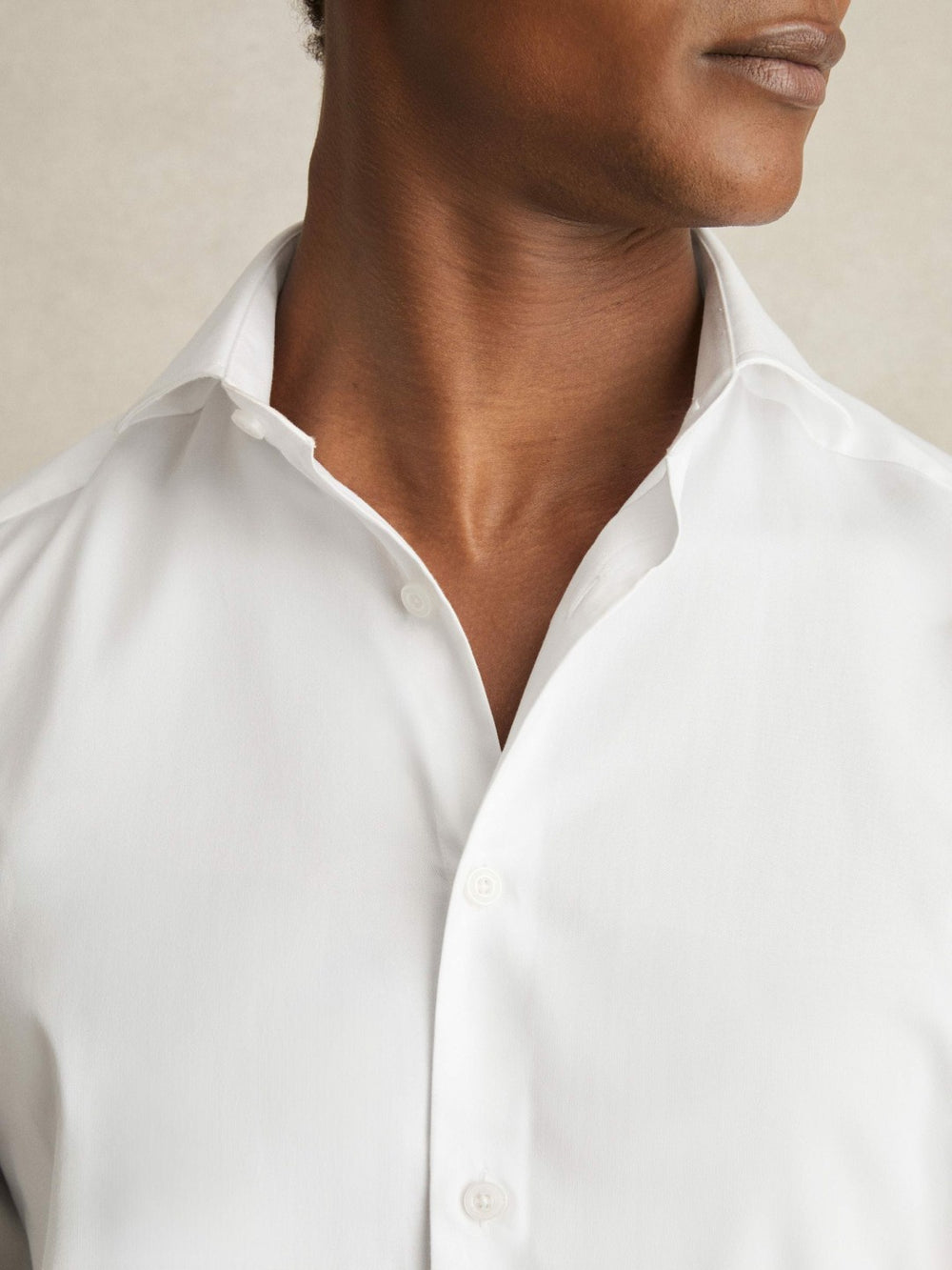 Men Slim Fit Cotton-Twill Two-Fold Shirt Slim-Fit in White