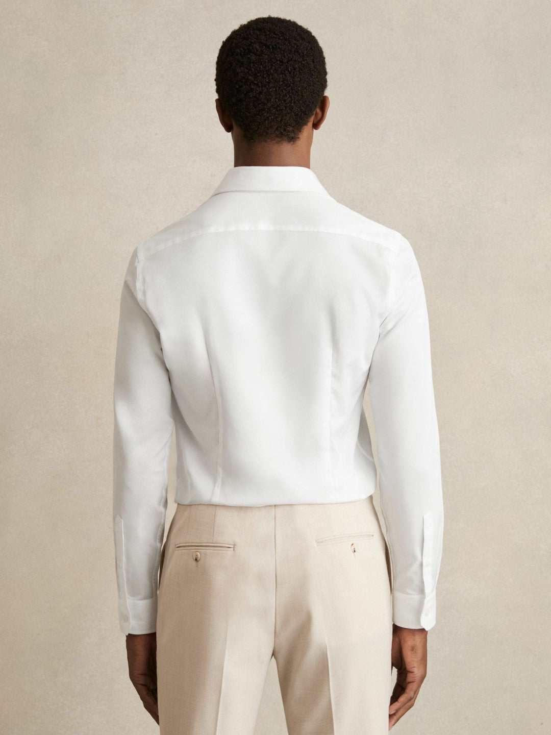 Men Slim Fit Cotton-Twill Two-Fold Shirt Slim-Fit in White