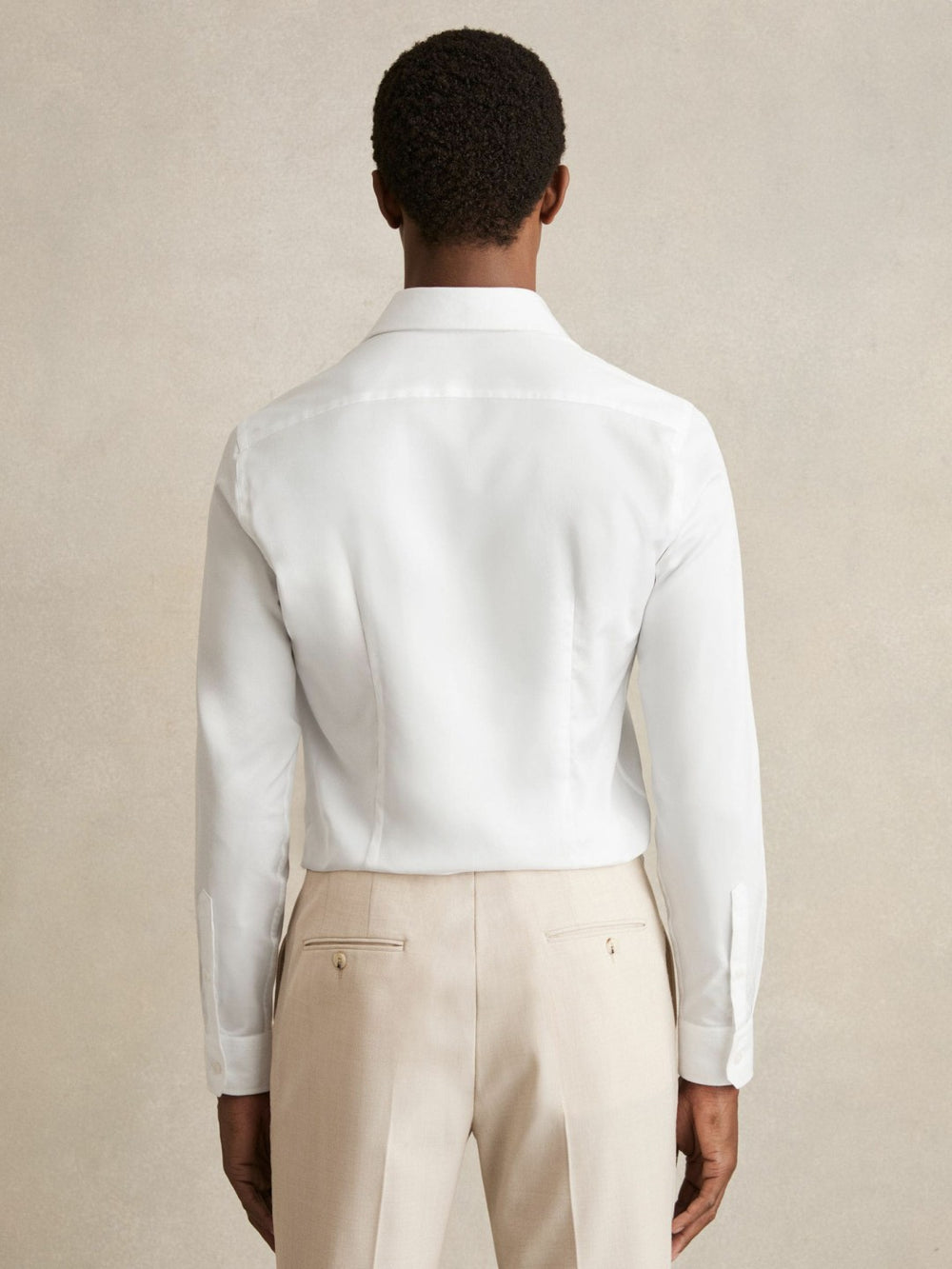 Men Slim Fit Cotton-Twill Two-Fold Shirt Slim-Fit in White