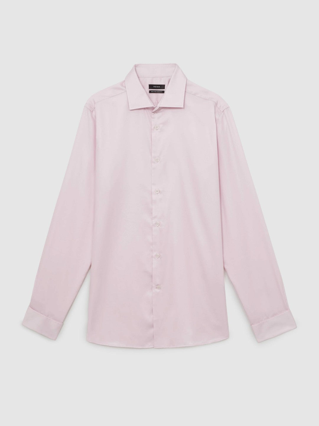 Men Regular Fit Slim-Fit Cotton-Sateen Shirt in Pink