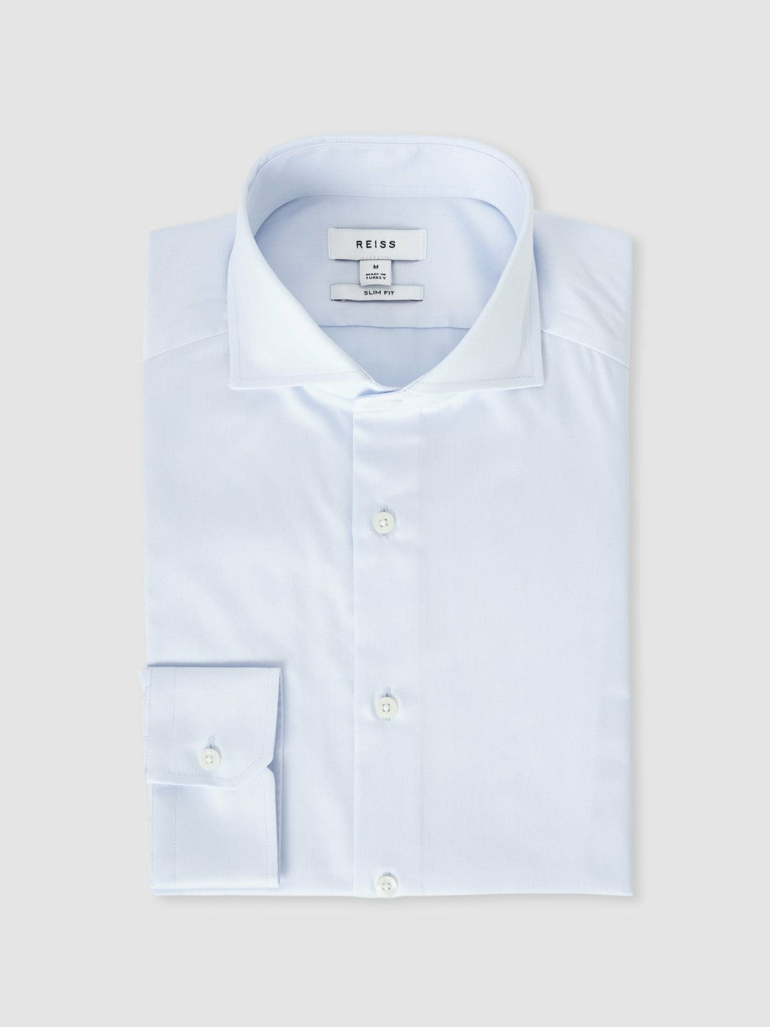 Men Slim Fit Cotton-Twill Two-Fold Shirt Slim-Fit in Soft Blue