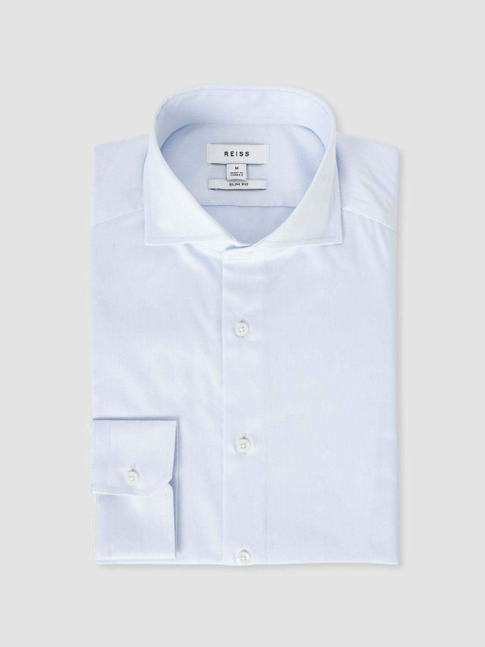 Men Slim Fit Cotton-Twill Two-Fold Shirt Slim-Fit in Soft Blue