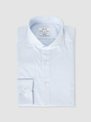 Men Slim Fit Cotton-Twill Two-Fold Shirt Slim-Fit in Soft Blue