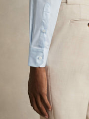 Men Slim Fit Cotton-Twill Two-Fold Shirt Slim-Fit in Soft Blue