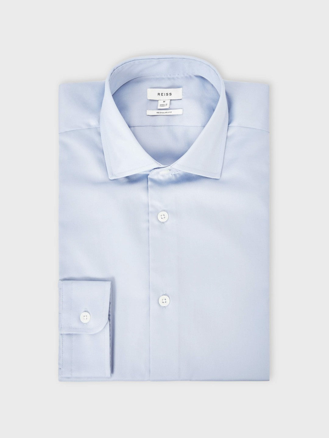 Men Regular Fit Cotton Sateen Shirt in Mid Blue