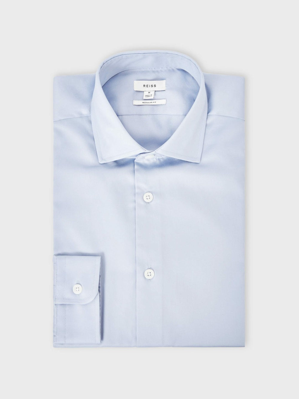 Men Regular Fit Cotton Sateen Shirt in Mid Blue