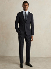 Men Wool-Blend Single-Breasted Suit Blazer Slim-Fit in Navy