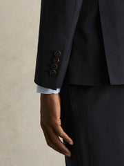 Men Wool-Blend Single-Breasted Suit Blazer Slim-Fit in Navy