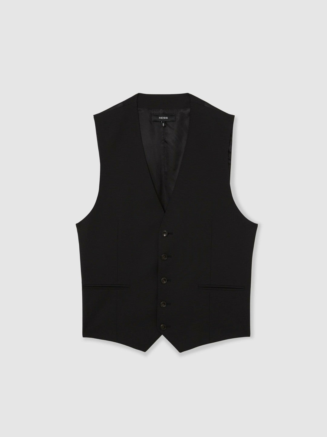 Men Wool-Blend Slim-Fit Waistcoat in Black