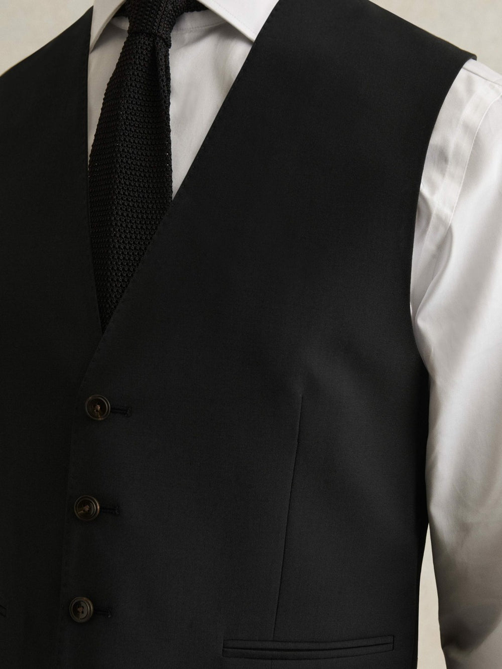 Men Wool-Blend Slim-Fit Waistcoat in Black