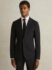 Men Wool-Blend Single-Breasted Suit Blazer Slim-Fit in Black