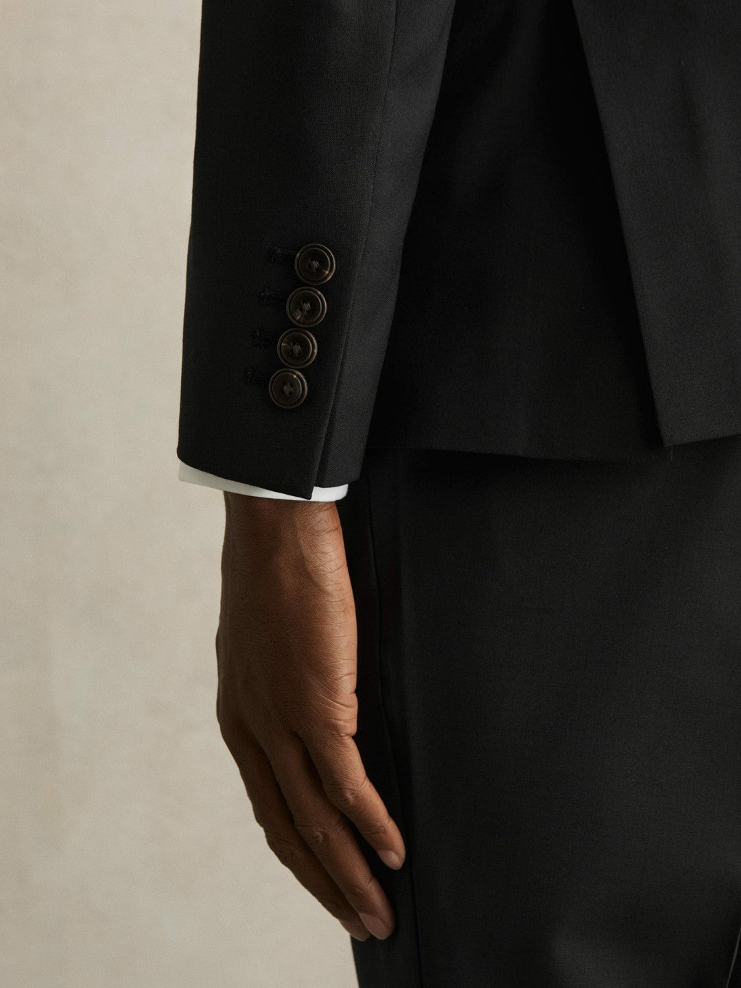 Men Wool-Blend Single-Breasted Suit Blazer Slim-Fit in Black