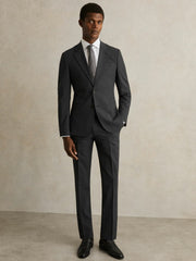 Men Wool-Blend Single-Breasted Suit Blazer Slim-Fit in Grey