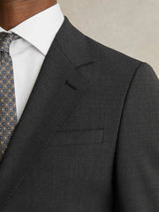 Men Wool-Blend Single-Breasted Suit Blazer Slim-Fit in Grey