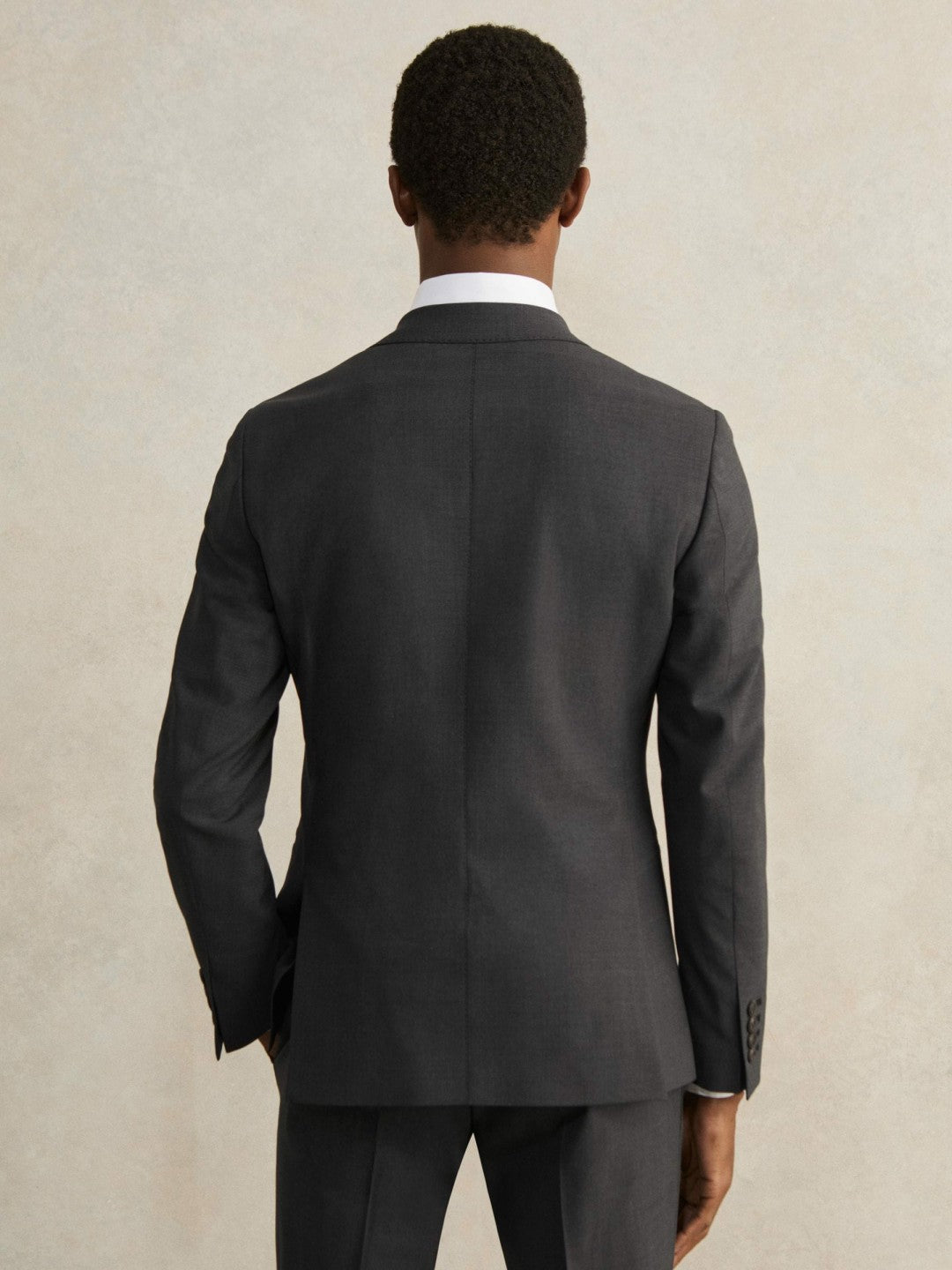 Men Wool-Blend Single-Breasted Suit Blazer Slim-Fit in Grey