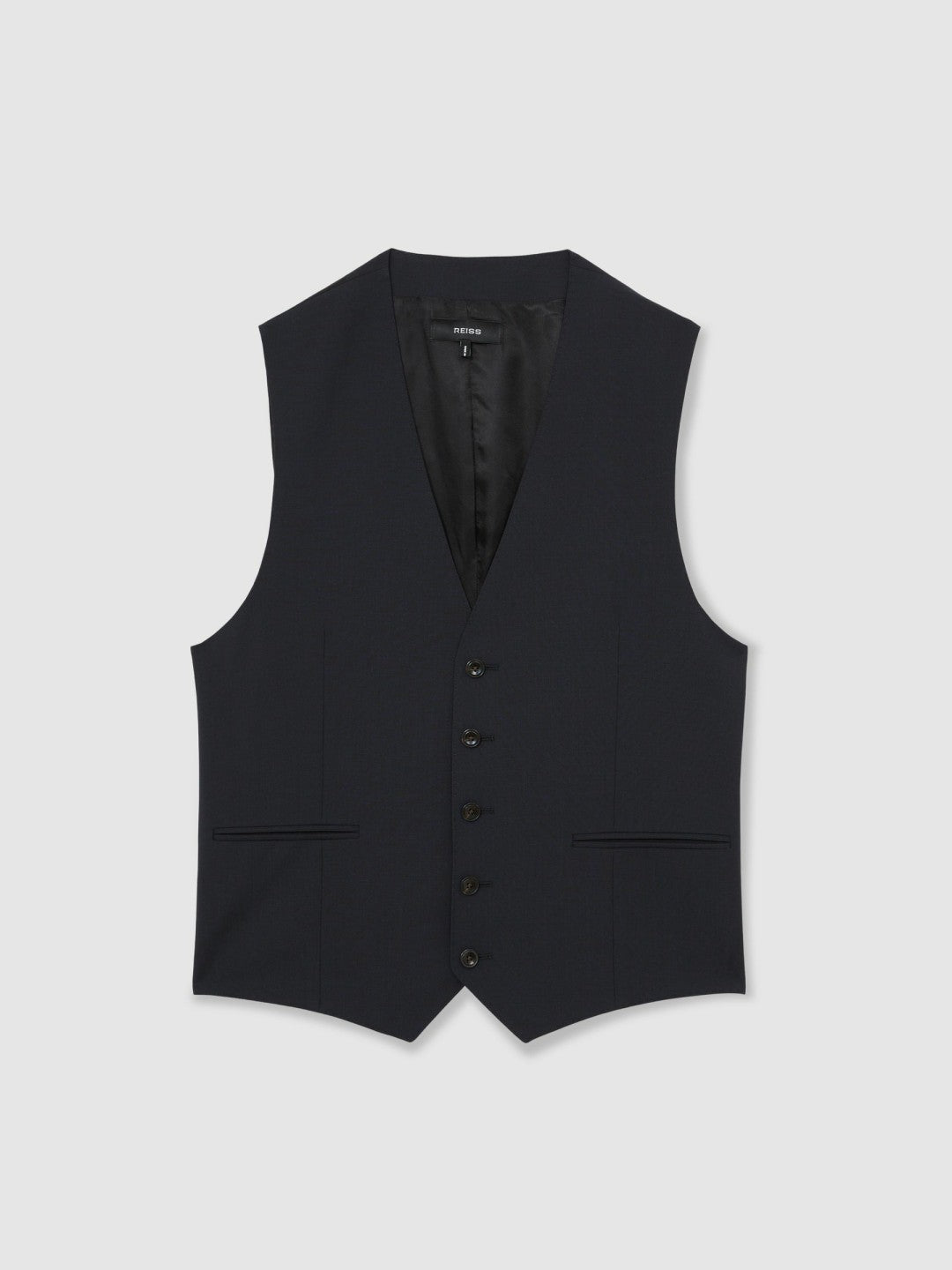 Men Wool-Blend Slim-Fit Waistcoat in Navy