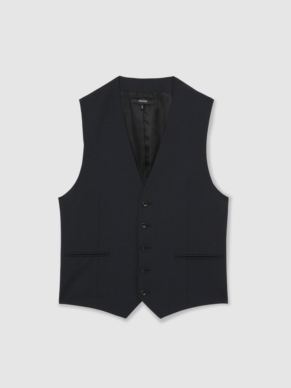 Men Wool-Blend Slim-Fit Waistcoat in Navy