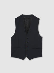 Men Wool-Blend Slim-Fit Waistcoat in Navy