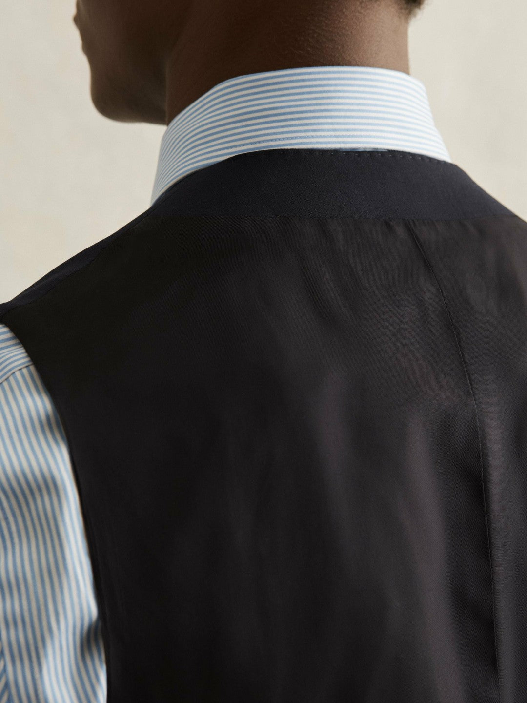 Men Wool-Blend Slim-Fit Waistcoat in Navy