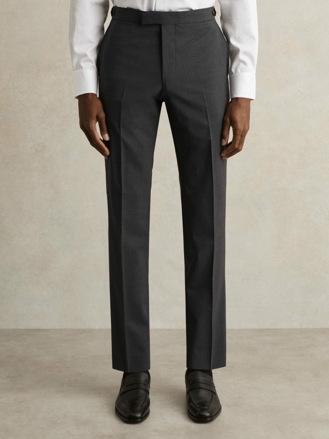 Men Slim-Fit Wool-Blend Suit Trousers in Grey