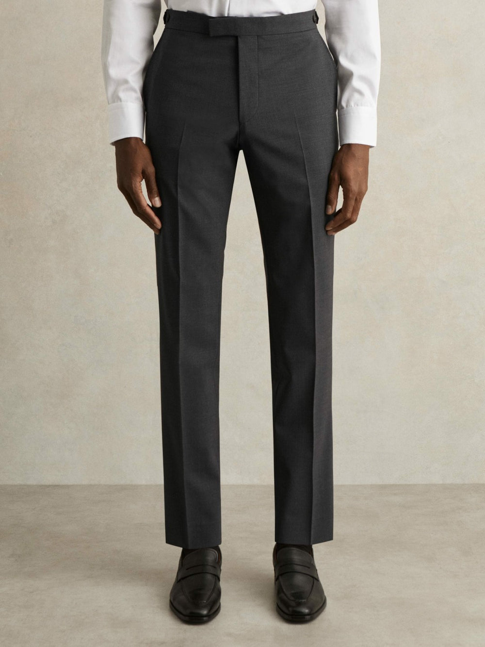 Men Slim-Fit Wool-Blend Suit Trousers in Grey