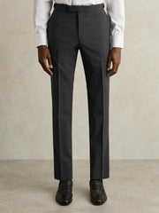 Men Slim-Fit Wool-Blend Suit Trousers in Grey