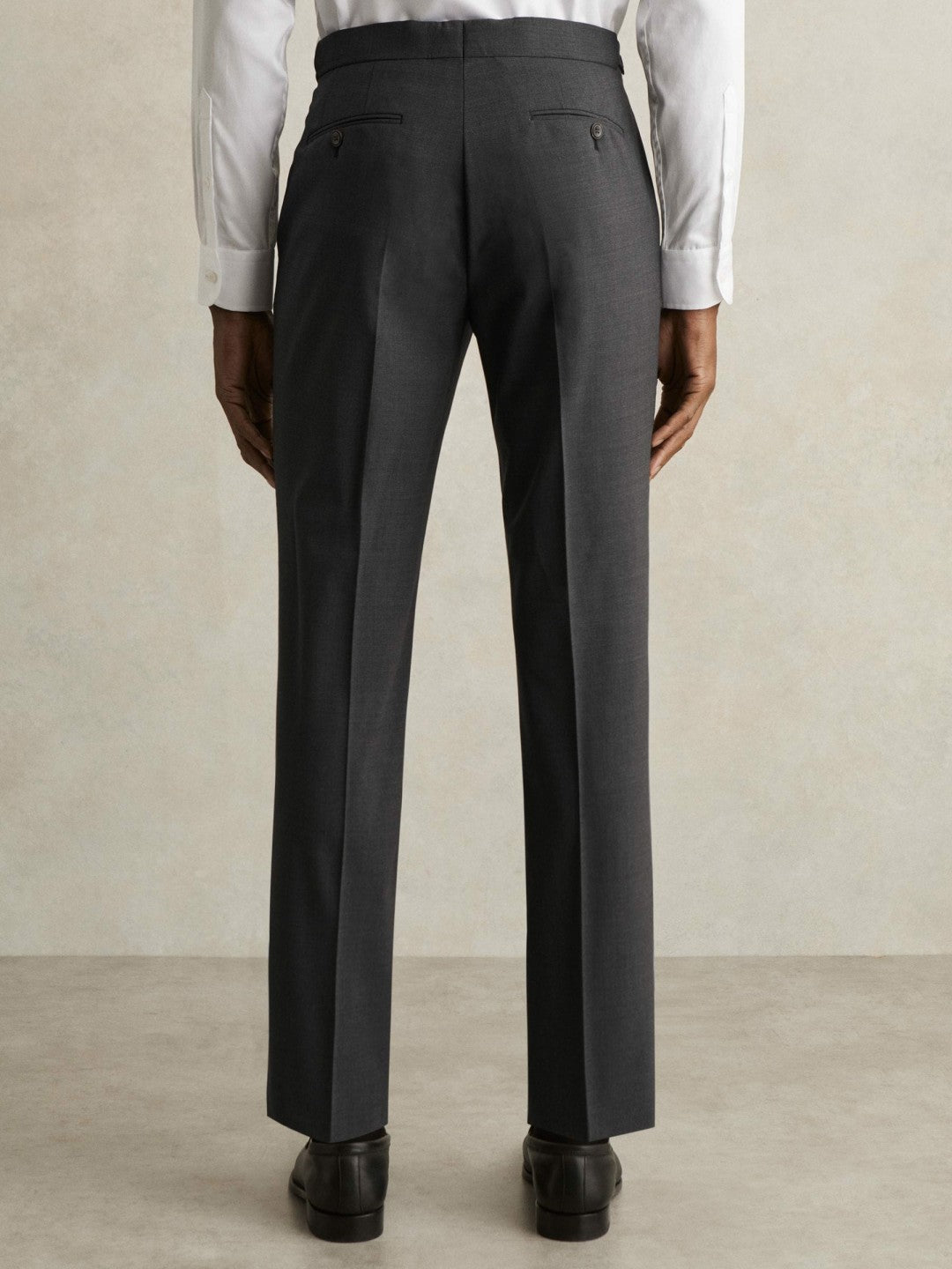 Men Slim-Fit Wool-Blend Suit Trousers in Grey