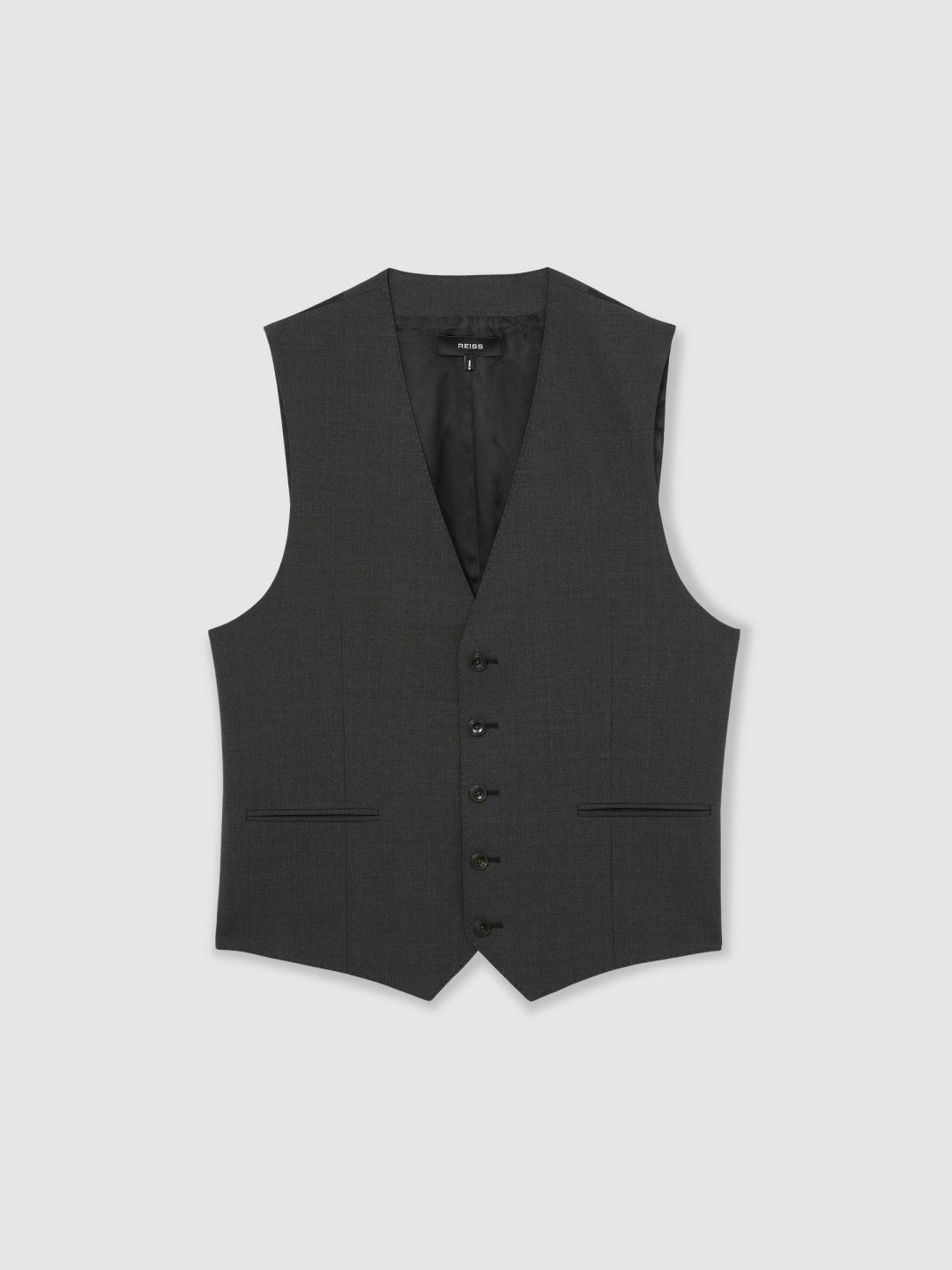 Men Wool-Blend Slim-Fit Waistcoat in Grey