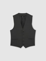 Men Wool-Blend Slim-Fit Waistcoat in Grey