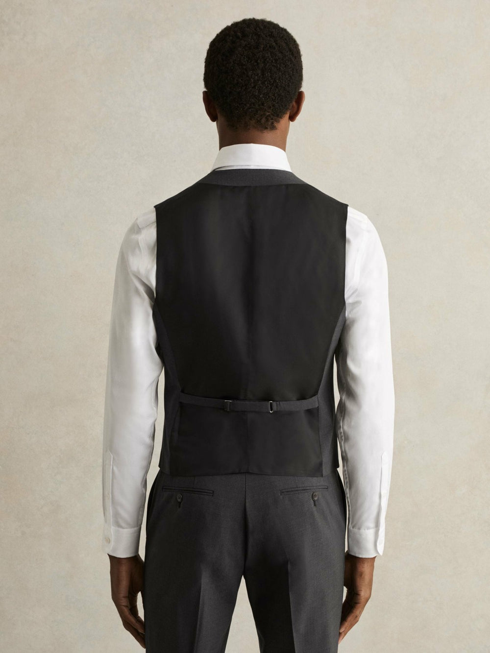 Men Wool-Blend Slim-Fit Waistcoat in Grey