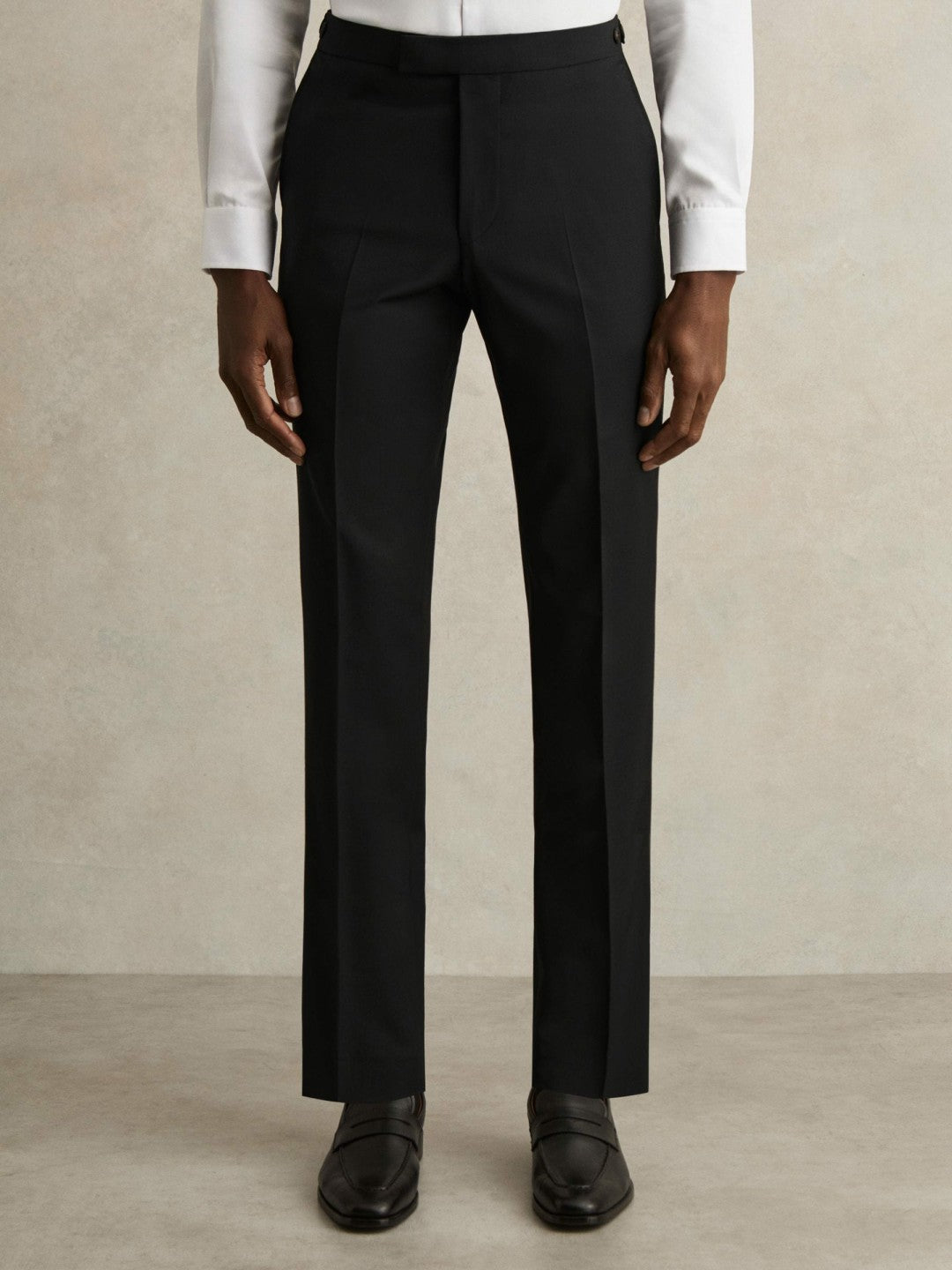 Men Slim-Fit Wool-Blend Suit Trousers in Black