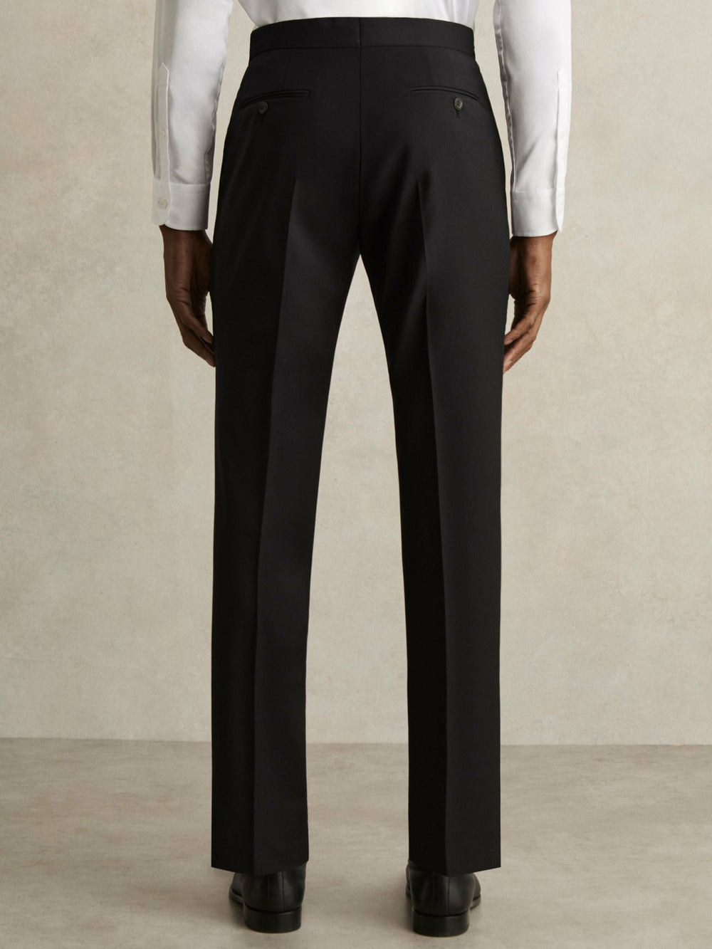 Men Slim-Fit Wool-Blend Suit Trousers in Black