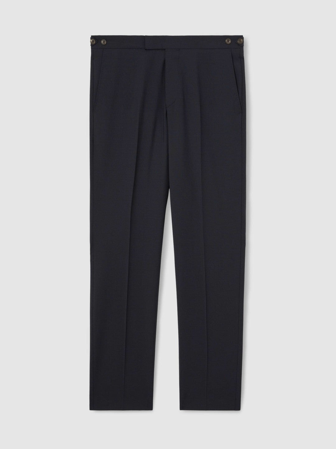 Men Slim-Fit Wool-Blend Suit Trousers in Navy