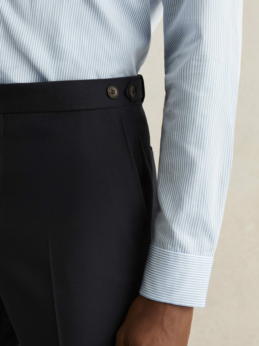 Men Slim-Fit Wool-Blend Suit Trousers in Navy