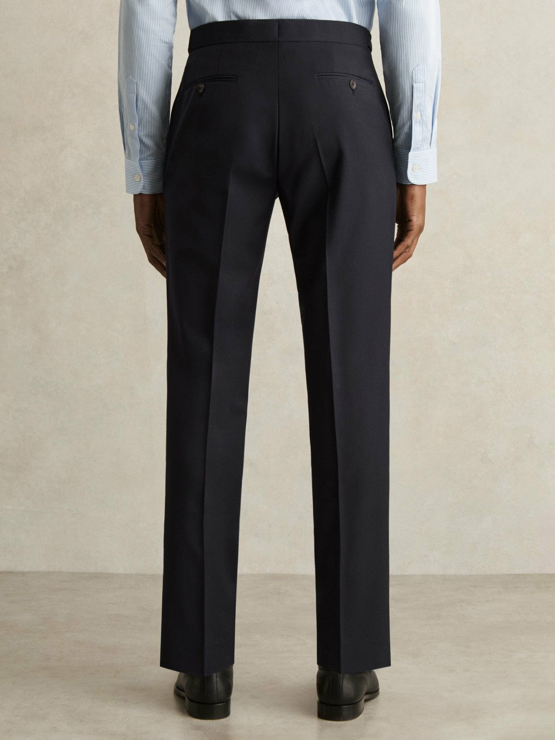 Men Slim-Fit Wool-Blend Suit Trousers in Navy
