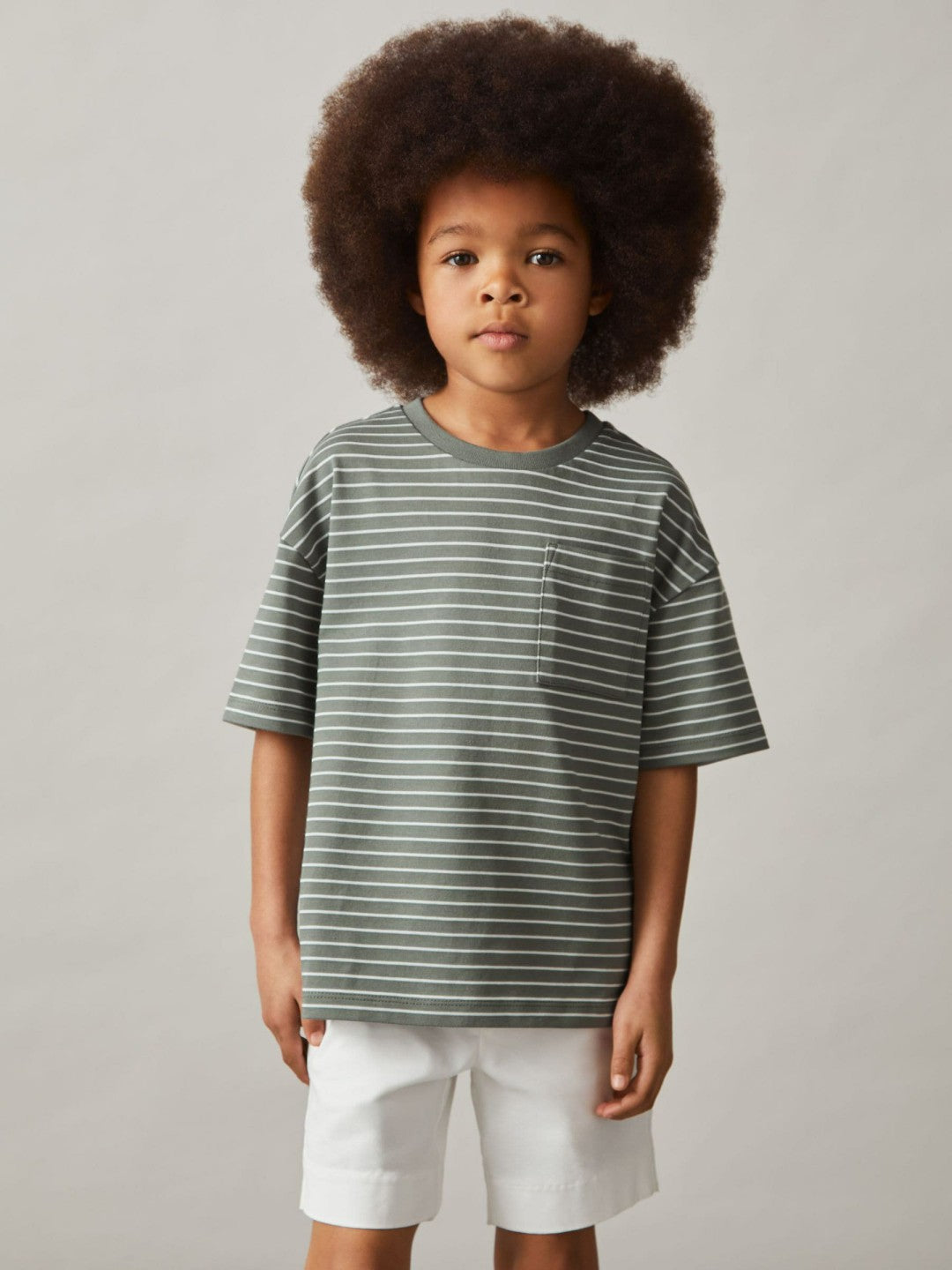 Children & Baby 9-13 yrs Cotton-Blend Stripe T-Shirt in Sage/White