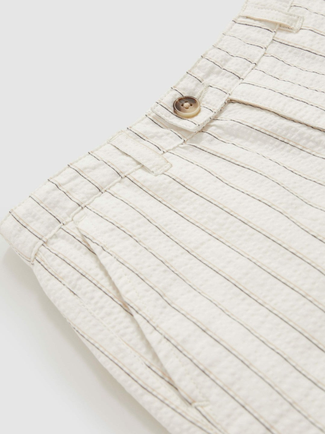 Children & Baby 13-14 yrs Cotton Pinstripe Trousers Regular-Fit in Off White/Taupe Brown