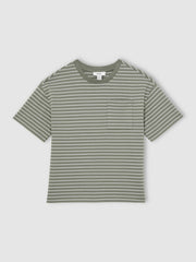 Children & Baby 3-9 yrs Cotton-Blend Stripe T-Shirt in Sage/White