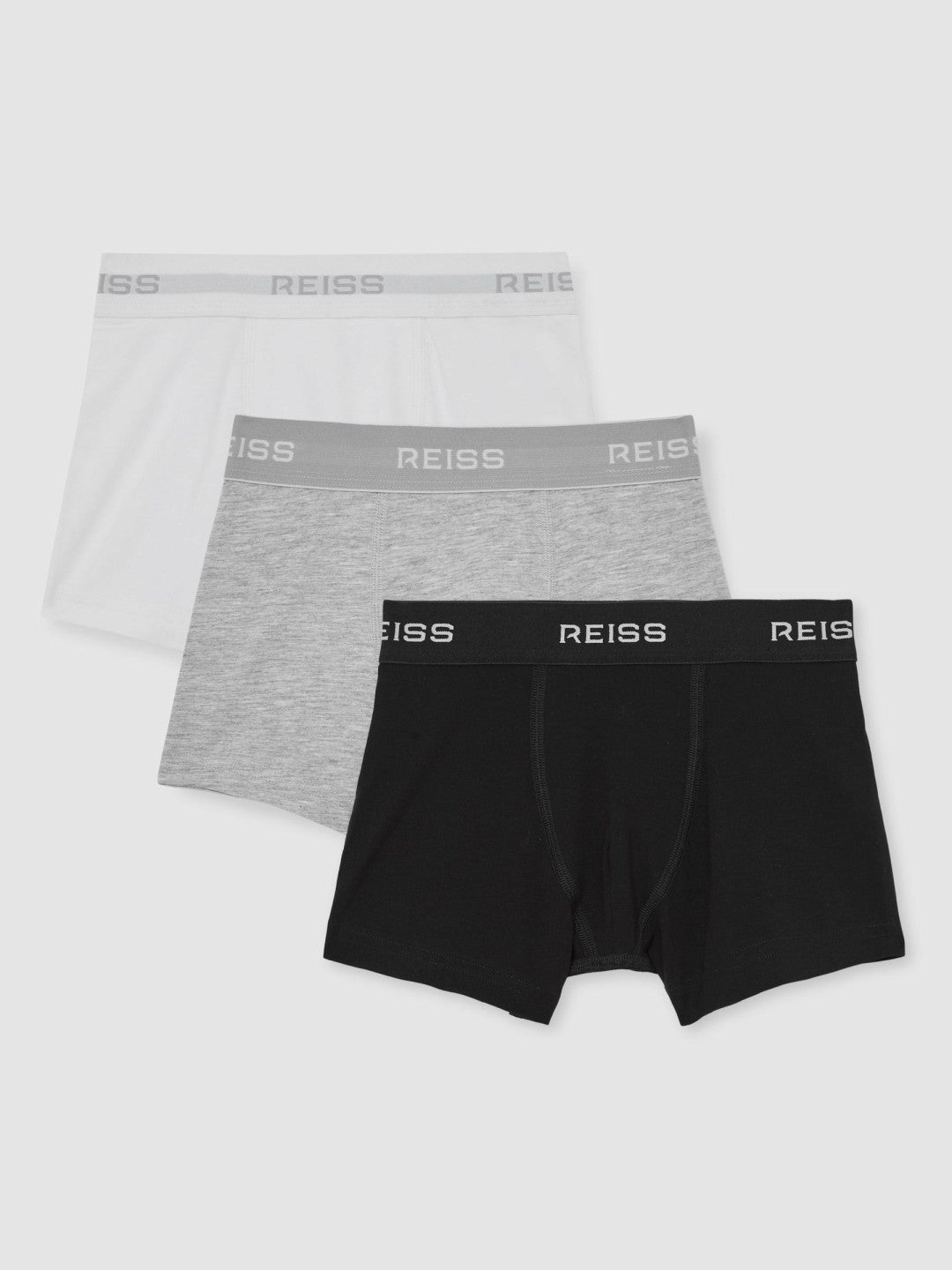 Children & Baby Stretch-Cotton Logo-Waistband Boxer Shorts 3 Pack in White/Grey/Black