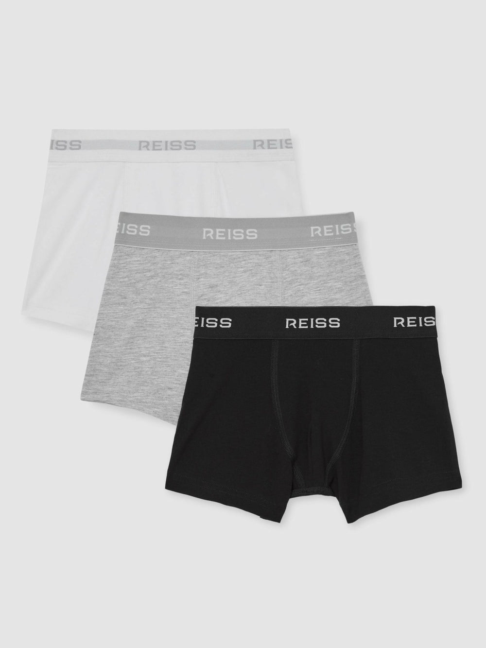 Children & Baby Stretch-Cotton Logo-Waistband Boxer Shorts 3 Pack in White/Grey/Black