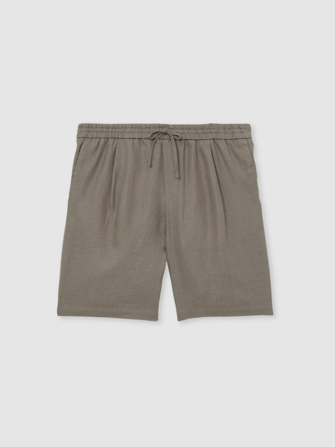 Men Linen Drawstring Shorts in Mushroom Brown
