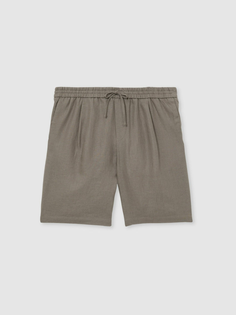 Men Linen Drawstring Shorts in Mushroom Brown