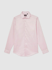 Men Slim Fit Cotton Sateen Shirt in Pink