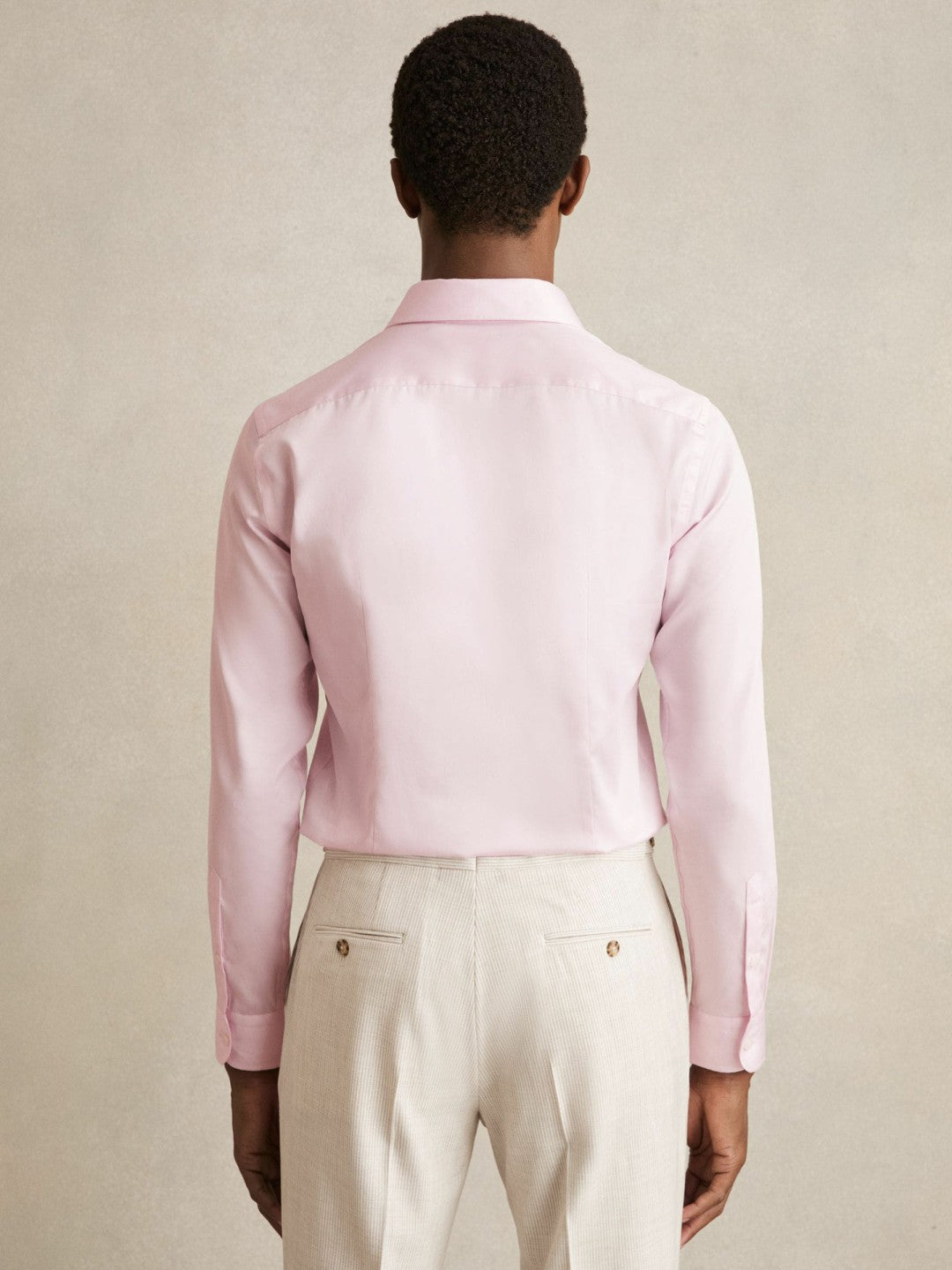 Men Slim Fit Cotton Sateen Shirt in Pink