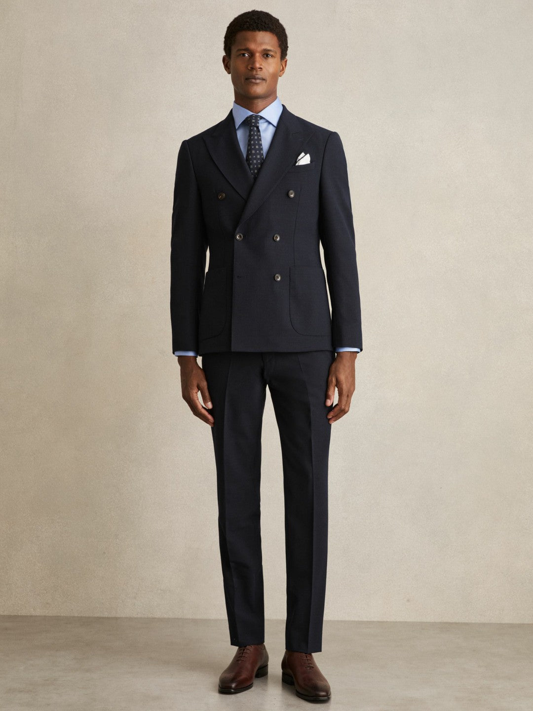 Men Slim Fit Cotton Sateen Shirt in Mid Blue