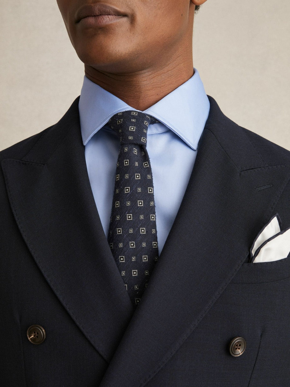 Men Slim Fit Cotton Sateen Shirt in Mid Blue