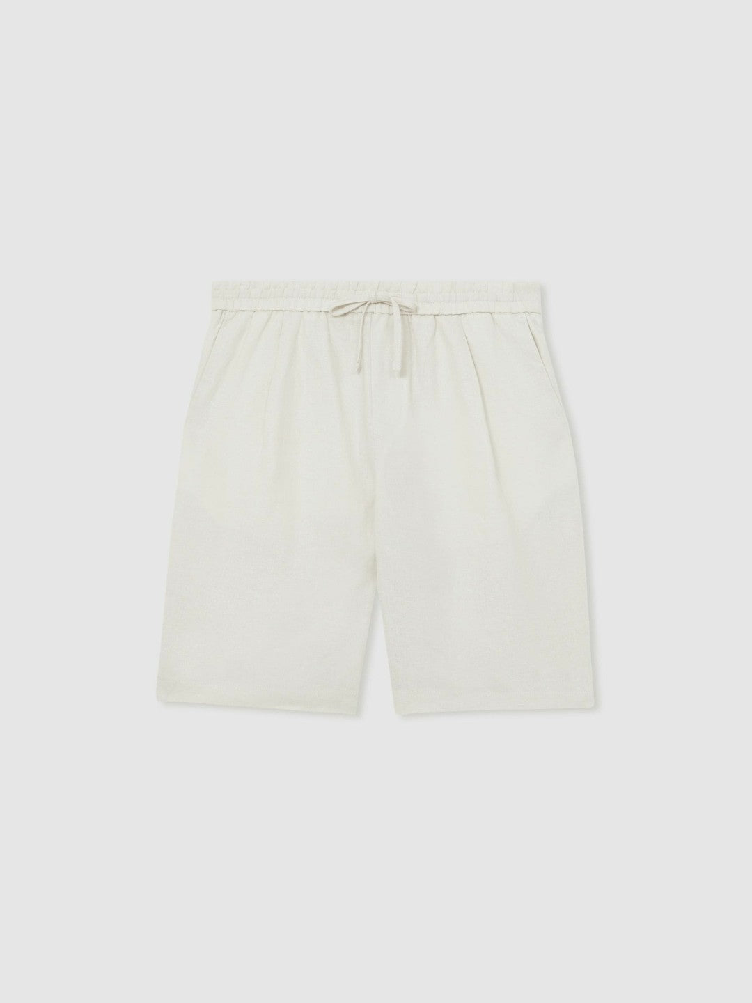 Men Linen Drawstring Shorts in Stone