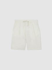 Men Linen Drawstring Shorts in Stone