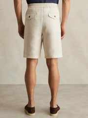 Men Linen Drawstring Shorts in Stone