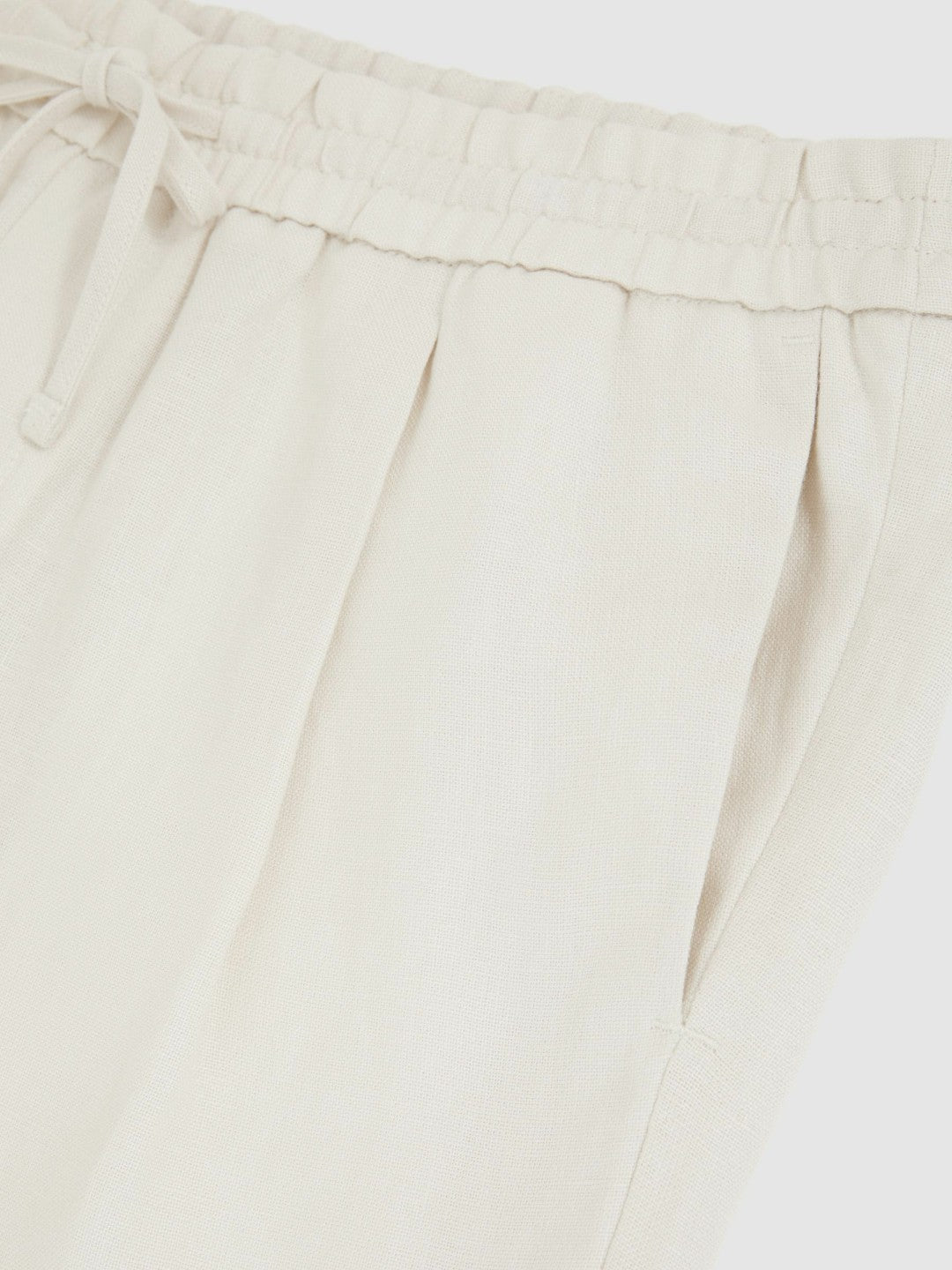 Men Linen Drawstring Shorts in Stone
